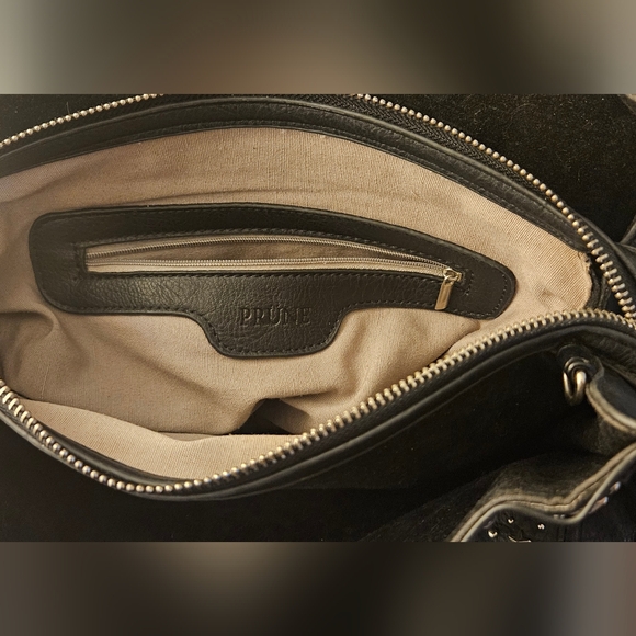 Prune Studded Black Leather Bag - Picture 5 of 9